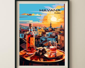 Havana Cuba Rum And Cigars Travel Poster & Wall Art Poster Print