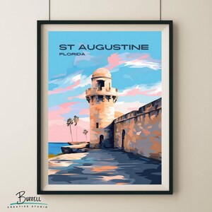Póster de viaje y póster de arte mural del Castillo de San Marcos de San Agustín, Florida