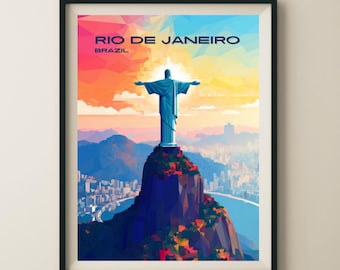 Rio Brazil Christ The Redeemer Travel Poster & Wall Art Poster Print