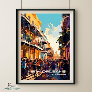 New Orleans Louisiana Mardi Gras Travel Poster & Wall Art Poster Print