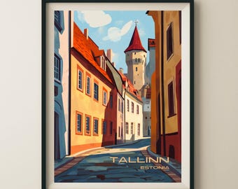 Tallinn, Estlands gamla stadsdel, reseposter och väggkonst, affischtryck