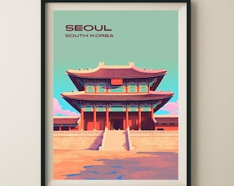 Seoul South Korea Gyeongbokgung Palace Travel Poster & Wall Art Poster Print