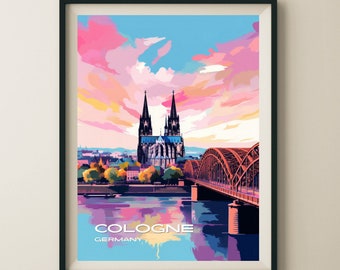 Cologne Germany Cathedral Travel Poster & Wall Art Poster Print