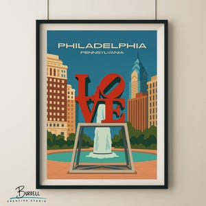 Philadelphie, Pennsylvanie, JFK Plaza Love Park, affiche de voyage et impression d'affiche d'art mural
