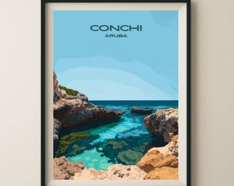 Santa Cruz Aruba Arikok National Park Travel Poster & Wall Art Poster Print
