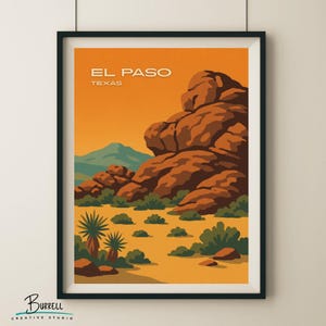 El Paso Texas Hueco Tanks View Travel Poster & Wall Art Poster Print