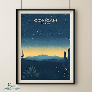 Concan Texas Night Sky View Travel Poster & Wall Art Poster Print