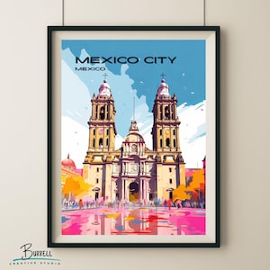 Póster de viaje y póster de arte mural de la Catedral Metropolitana de la Ciudad de México