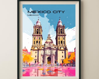 Mexico City Metropolitan Cathedral Poster: Travel Wall Art Print