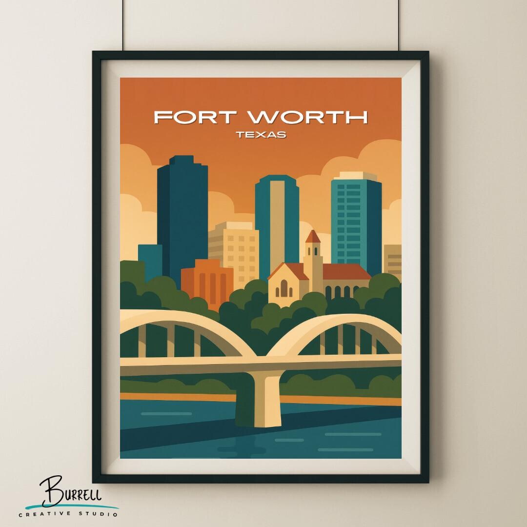 Fort Worth Texas Skyline Travel Poster & Wall Art Poster Print - Etsy