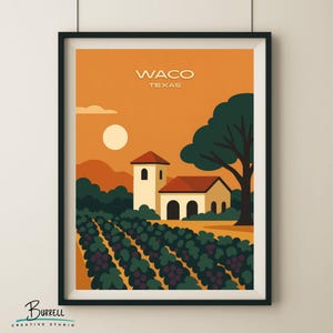 Waco Texas Winery View Travel Poster & Wall Art Poster Print