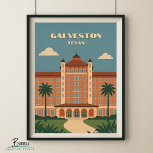 Galveston Texas Hotel Galvez Travel Poster & Wall Art Poster Print