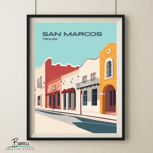San Marcos Texas Architecture Travel Poster & Wall Art Poster Print