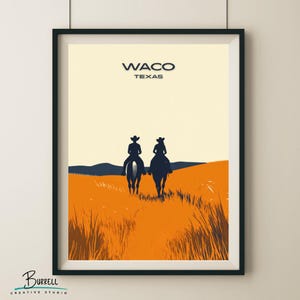 Waco Texas Horseback Riding Travel Poster & Wall Art Poster Print