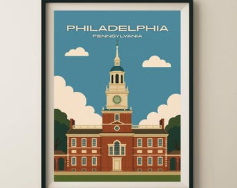 Philadelphia Pennsylvania Independence Hall Travel Poster & Wall Art Poster Print