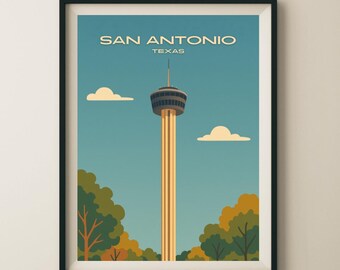 San Antonio Texas Tower Of The Americas Travel Poster & Wall Art Poster Print