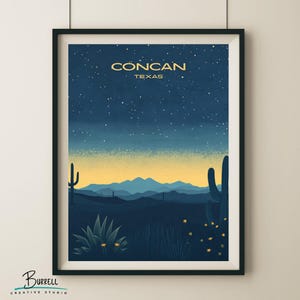 Concan Texas Night Sky View Travel Poster & Wall Art Poster Print