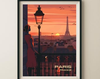 Póster de viaje y arte mural de la Torre Eiffel de París, Francia