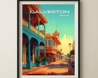 Galveston Texas Architecture Travel Poster & Wall Art Poster Print