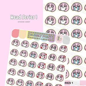 Kopf Serie 1 | Niedliche Sticker Blatt | Bullet Journaling | SS 001