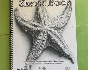 Starfish Cover Sketchbook - 8.5x11in, 50 Sheets, Spiral Bound, Premium Drawing Pad, Art Supplies, Nature-Inspired, Professional & Hobby Use