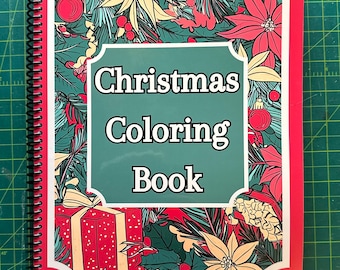 Libro para colorear navideño: 21,5 x 28 cm, 51 diseños festivos, encuadernado en espiral, ideal para niños y adultos.