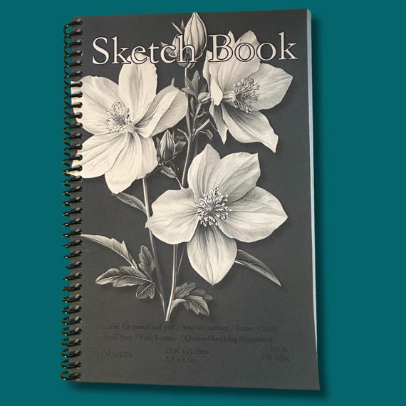 Colorado Blue Columbine Sketchbook - 5.5x8.5in, 50 Sheets, Spiral Bound, Premium Drawing Pad, Art Supplies, Sketch Pad, Professional & Hobby