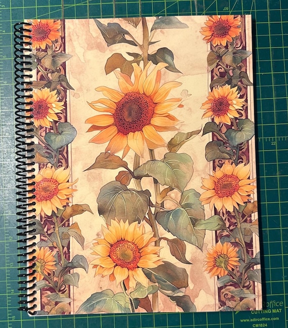 Sunflower Lined Notebook – Soft Cover, Spiral Bound, 60 Sheets (120 Pages), Two Sizes: 8.5×11″ & 5.5×8.5″, Bright Floral Writing Journal