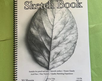 Leaf Cover Sketchbook - 8.5x11in, 50 Sheets, Spiral Bound, Premium Drawing Pad, Art Supplies, Nature-Inspired, Professional & Hobby Use