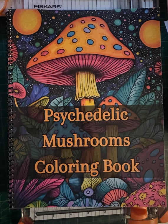 Psychedelic Mushrooms Coloring Book - Nature-Inspired Designs, 52 Pages, 8.5x11in, Spiral Bound, Stress Relief, Artistic Mindfulness