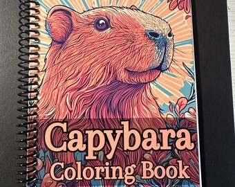 Capybara Coloring Book – 5.5″×8.5″, 49 Relaxing Pages, Spiral Bound, Cute Wildlife Coloring for Kids & Adults, Stress Relief, Mindfulness