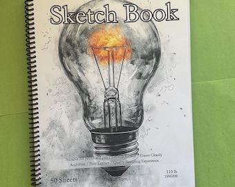 Lightbulb Cover Sketchbook - 8.5x11in, 50 Sheets, Spiral Bound, Premium Drawing Pad, Art Supplies, Nature-Inspired, Professional & Hobby Use