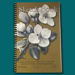 Apple Blossom Sketchbook - 5.5x8.5in, 50 Sheets, Spiral Bound, Premium Drawing Pad, Art Supplies, Sketch Pad, Professional & Hobby Use