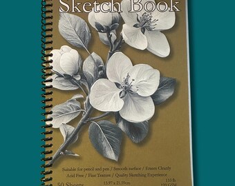 Apple Blossom Sketchbook - 5.5x8.5in, 50 Sheets, Spiral Bound, Premium Drawing Pad, Art Supplies, Sketch Pad, Professional & Hobby Use