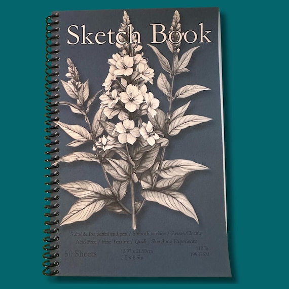 Goldenrod Sketchbook - 5.5x8.5in, 50 Sheets, Spiral Bound, Premium Drawing Pad, Art Supplies, Floral Sketch Pad, Professional & Hobby Use