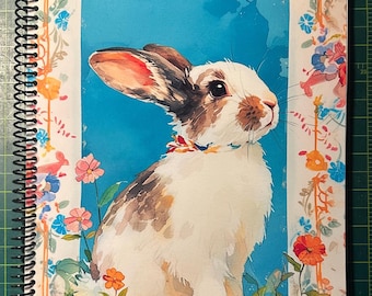 Bunny Cover Lined Notebook – Soft Cover, Spiral Bound, 60 Sheets (120 Pages), Two Sizes: 8.5×11″ & 5.5×8.5″, Cute Bunny Journal, Stationery