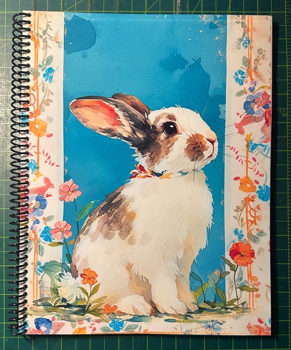 Bunny Cover Lined Notebook – Soft Cover, Spiral Bound, 60 Sheets (120 Pages), Two Sizes: 8.5×11″ & 5.5×8.5″, Cute Bunny Journal, Stationery