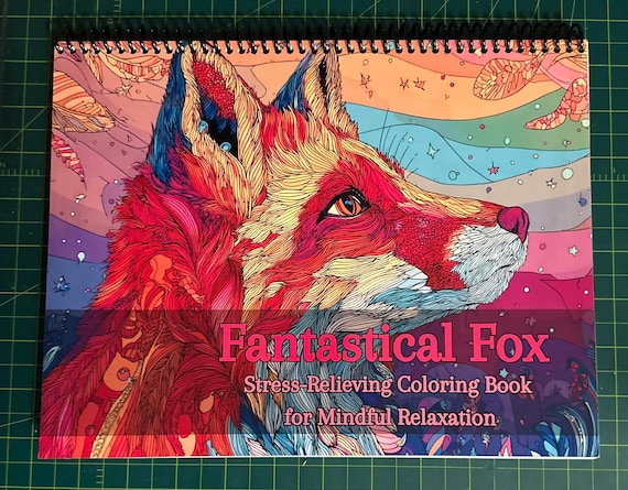Fantastical Fox Coloring Book – 8.5x11in Landscape, 36 Fox Designs, Top Spiral Bound, Adult Coloring Book for Relaxation & Creativity