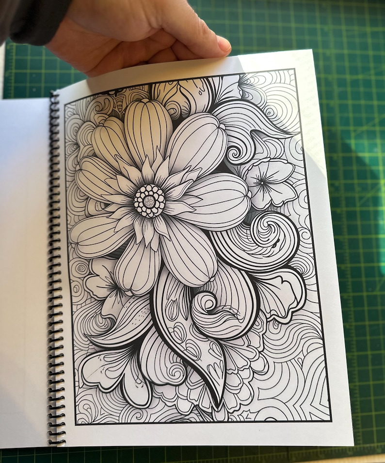 Libro para colorear para adultos con estampado floral de cachemir: diseños inspirados en la naturaleza, 50 páginas, 21,5 x 28 cm, encuadernación en espiral, alivio del estrés, atención plena artística. imagen 8