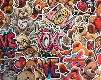 Valentine’s Day Sticker Pack – 72 Romantic and Cute Vinyl Stickers, Glossy Laminated Decals for Planners, Scrapbooks, Gifts & More