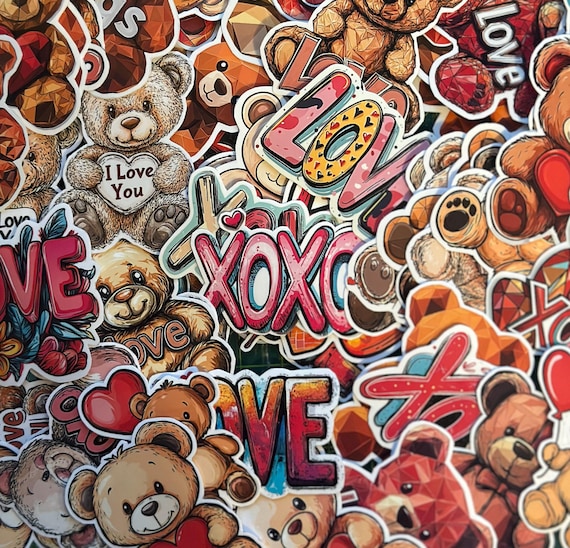 Valentine’s Day Sticker Pack – 72 Romantic and Cute Vinyl Stickers, Glossy Laminated Decals for Planners, Scrapbooks, Gifts & More