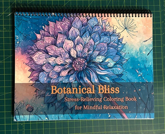 Botanical Bliss Coloring Book – 8.5x11in Landscape, 40 Floral Designs, Top Spiral Bound, Adult Coloring Book for Stress Relief & Mindfulness