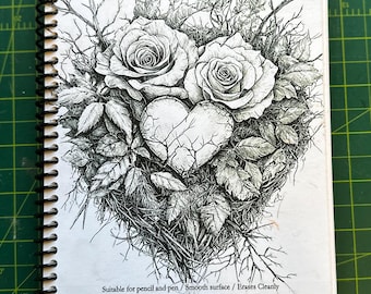 Heart Nest Sketchbook – – 5.5×8.5in, 50 Sheets, Spiral‑Bound, Premium Drawing Pad, Cute Animal Design, Artist & Hobby Sketchbook