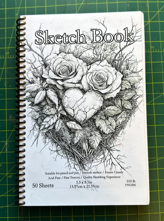 Heart Nest Sketchbook – – 5.5×8.5in, 50 Sheets, Spiral‑Bound, Premium Drawing Pad, Cute Animal Design, Artist & Hobby Sketchbook