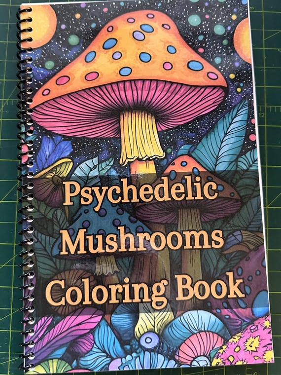 Psychedelic Mushrooms Coloring Book - Nature-Inspired Designs, 52 Pages, 5.5x8.5in, Spiral Bound, Stress Relief, Artistic Mindfulness
