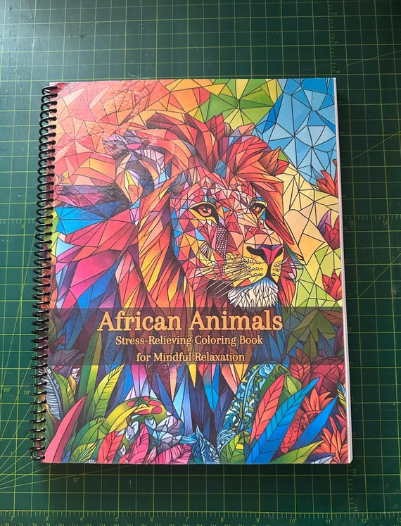 African Animals Coloring Book - Geometric Nature-Inspired Designs, 110 Pages, 8.5x11in, Spiral Bound, Stress Relief, Artistic Mindfulness