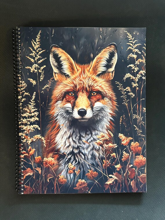 Surreal Fox Spiral Bound Lined Notebook - 8.5x11in, 100 Sheets, 200 Pages, Writing Journal, Fantasy Notebook, School & Office Supplies