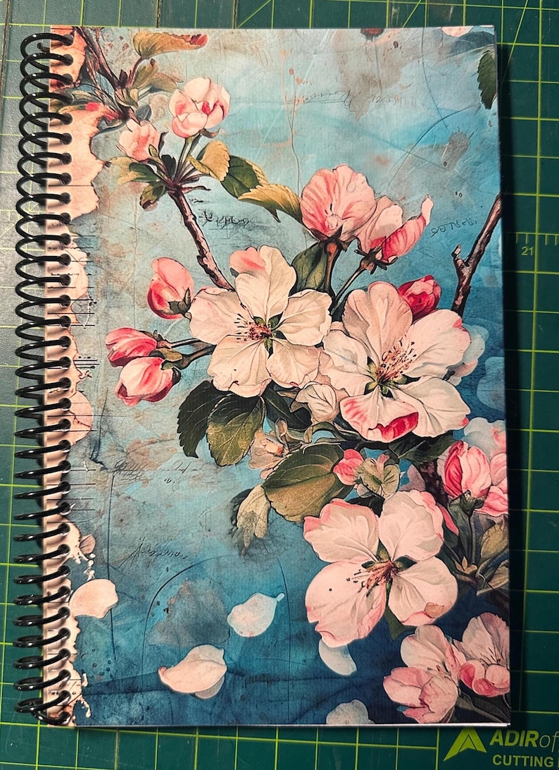 Apple Blossom Lined Notebook – Soft Cover, Spiral Bound, 60 Sheets (120 Pages), Two Sizes: 8.5×11″ & 5.5×8.5″, Floral Writing Journal image 5