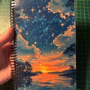 Sun & Stars Lined Notebook – Soft Cover, Spiral Bound, 60 Sheets (120 Pages), Two Sizes: 8.5×11″ and 5.5×8.5″, Writing Journal Small