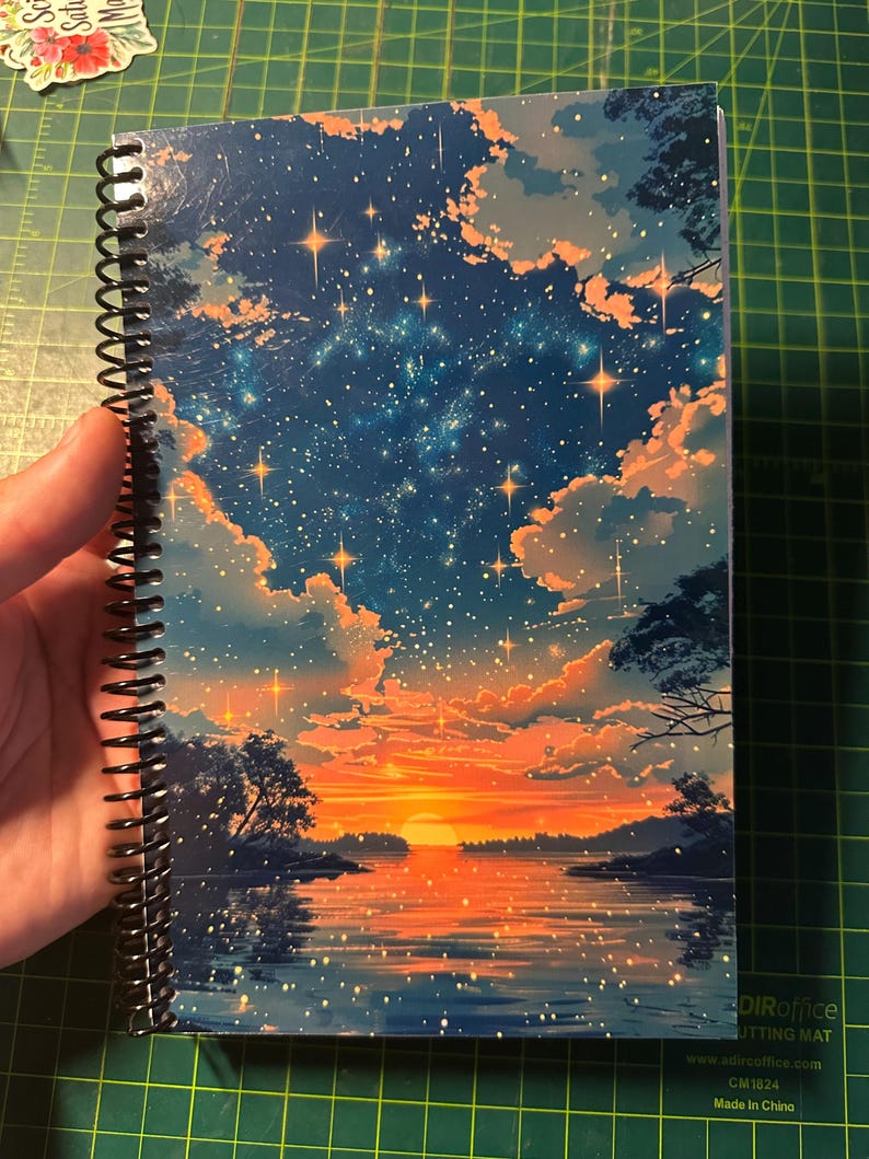 Sun & Stars Lined Notebook – Soft Cover, Spiral Bound, 60 Sheets (120 Pages), Two Sizes: 8.5×11″ and 5.5×8.5″, Writing Journal Small